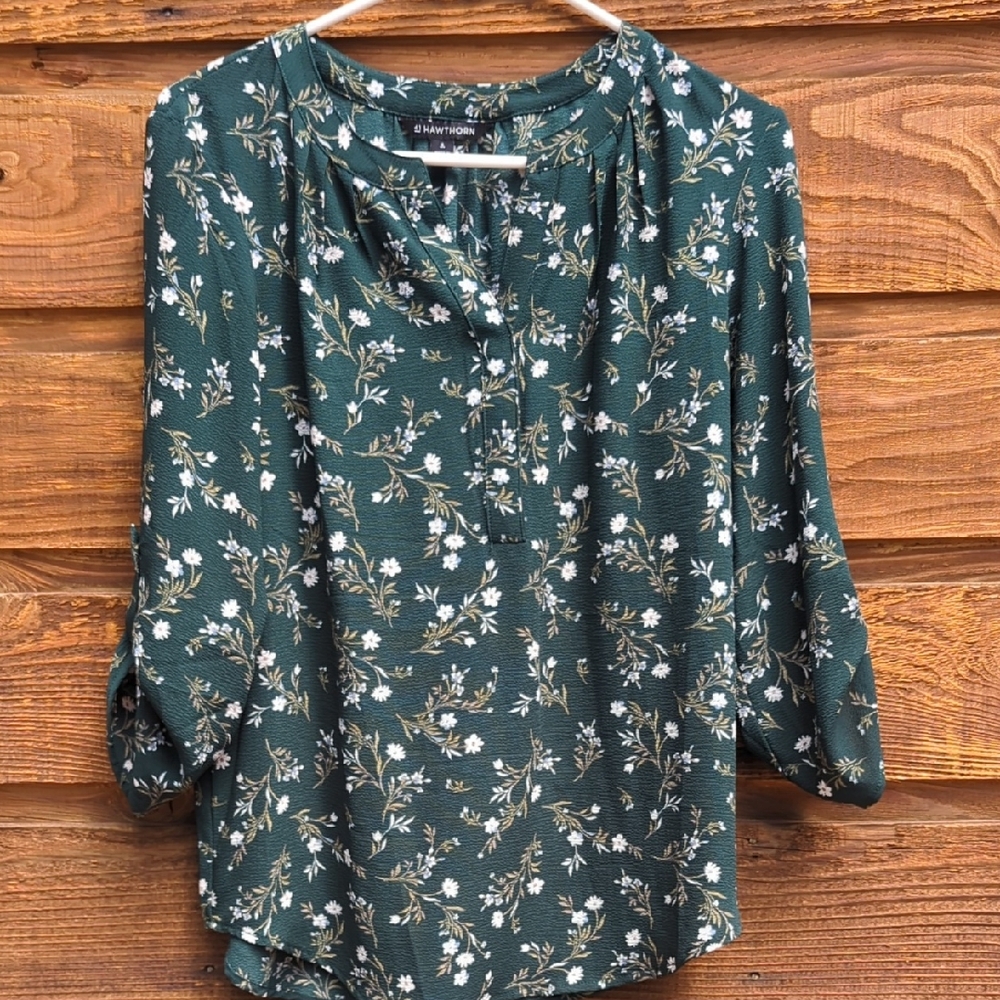 41 Hawthorn Blue Relaxed 3/4 Sleeve Blouse